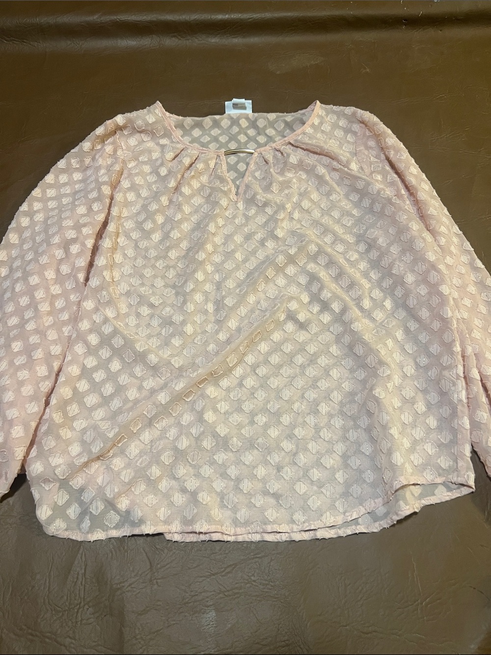Liz Claiborne Pale Pink Textured Long-Sleeve Blouse